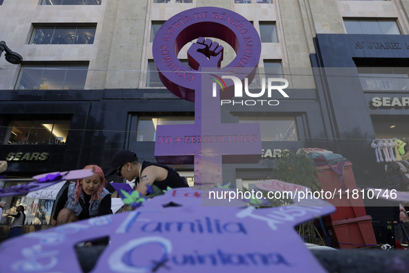 View of Antimonumenta where mothers, relatives of missing persons and victims of femicide, feminist collectives, and various organizations p...