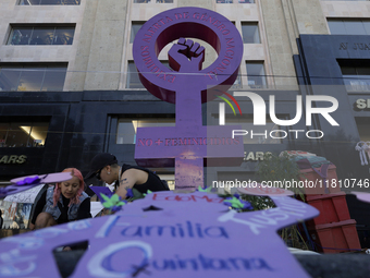 View of Antimonumenta where mothers, relatives of missing persons and victims of femicide, feminist collectives, and various organizations p...