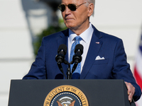 President Biden pardons a Thanksgiving turkey at a White House ceremony in Washington, D.C., United States, on November 25, 2024. (