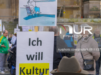 A poignant moment occurs during a demonstration for the rights of people with disabilities in Munich, Germany, on October 25, 2024. The even...