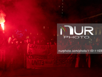 During the International Day for the Elimination of Violence Against Women, people march in a protest organized by ''Non una di meno'' and o...