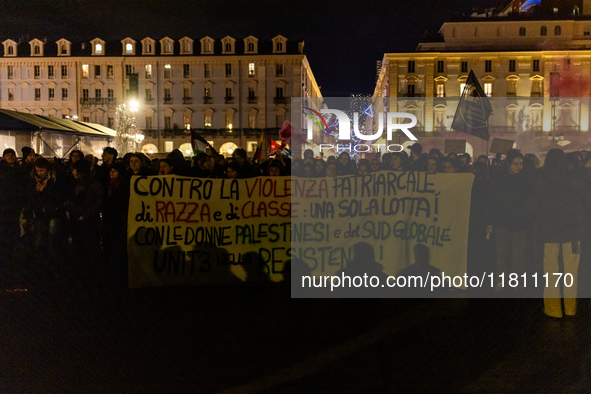 During the International Day for the Elimination of Violence Against Women, people march in a protest organized by ''Non una di meno'' and o...