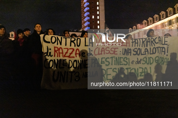 During the International Day for the Elimination of Violence Against Women, people march in a protest organized by ''Non una di meno'' and o...