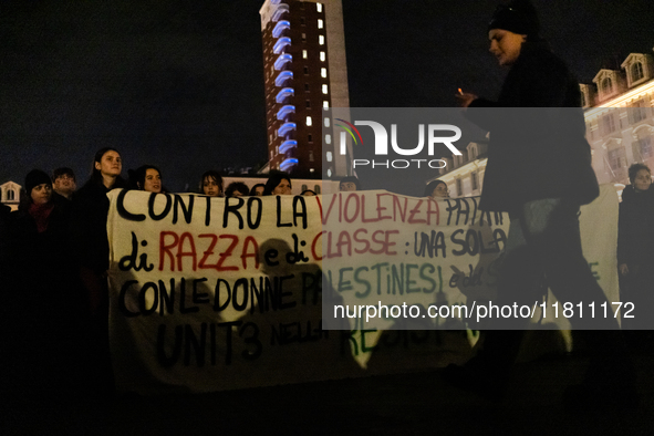 During the International Day for the Elimination of Violence Against Women, people march in a protest organized by ''Non una di meno'' and o...