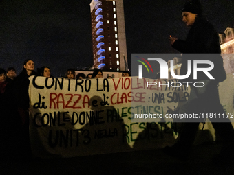 During the International Day for the Elimination of Violence Against Women, people march in a protest organized by ''Non una di meno'' and o...