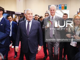 Antonio Tajani and Paolo Zangrillo attend the 41st ANCI Annual Assembly at Lingotto Fiere in Turin, Italy, on December 22, 2024 (