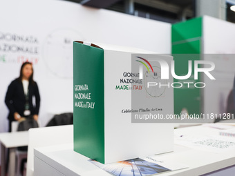 A stand is present during the 41st ANCI Annual Assembly at Lingotto Fiere in Turin, Italy, on December 22, 2024 (