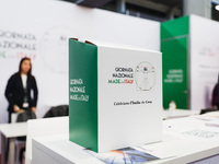 A stand is present during the 41st ANCI Annual Assembly at Lingotto Fiere in Turin, Italy, on December 22, 2024 (