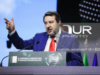 Matteo Salvini attends the 41st ANCI Annual Assembly at Lingotto Fiere in Turin, Italy, on December 22, 2024 (