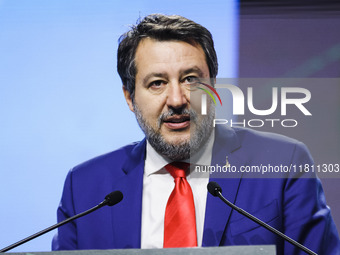 Matteo Salvini attends the 41st ANCI Annual Assembly at Lingotto Fiere in Turin, Italy, on December 22, 2024 (