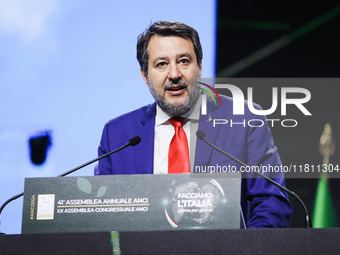 Matteo Salvini attends the 41st ANCI Annual Assembly at Lingotto Fiere in Turin, Italy, on December 22, 2024 (