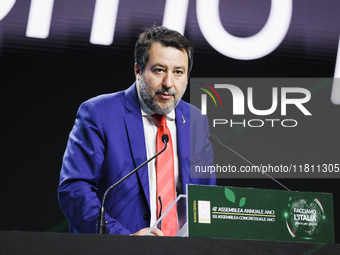 Matteo Salvini attends the 41st ANCI Annual Assembly at Lingotto Fiere in Turin, Italy, on December 22, 2024 (