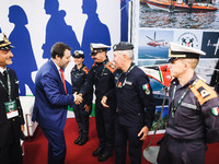 Matteo Salvini visits the Guardia Costiera stand at the 41st ANCI Annual Assembly at Lingotto Fiere in Turin, Italy, on December 22, 2024 (