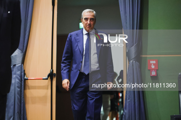 Maurizio Gasparri attends the Forza Italia Economic Day at Palazzo Lombardia in Milan, Italy, on October 5, 2024. 