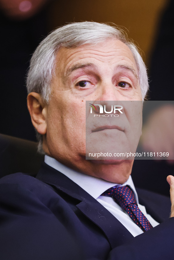 Antonio Tajani attends the Forza Italia Economic Day at Palazzo Lombardia in Milan, Italy, on October 5, 2024 