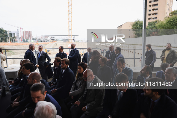 A moment of the press conference presents the first private construction site in the former Falck Union Zero area in Sesto San Giovanni, Ita...