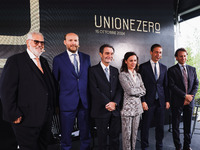 Attilio Fontana attends the press conference to present the first private construction site in the former Falck Union Zero area in Sesto San...