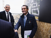 Attilio Fontana attends the press conference to present the first private construction site in the former Falck Union Zero area in Sesto San...