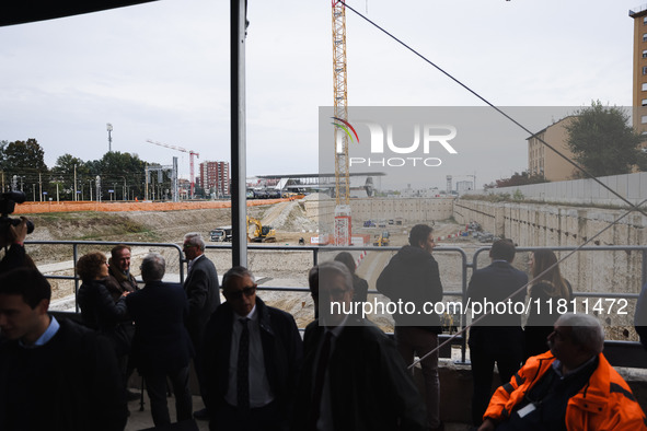 A moment of the press conference presents the first private construction site in the former Falck Union Zero area in Sesto San Giovanni, Ita...