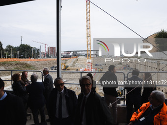 A moment of the press conference presents the first private construction site in the former Falck Union Zero area in Sesto San Giovanni, Ita...