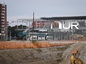 A moment of the press conference presents the first private construction site in the former Falck Union Zero area in Sesto San Giovanni, Ita...