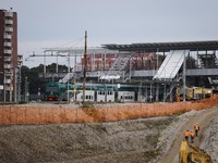 A moment of the press conference presents the first private construction site in the former Falck Union Zero area in Sesto San Giovanni, Ita...