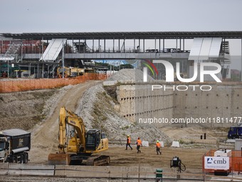 A moment of the press conference presents the first private construction site in the former Falck Union Zero area in Sesto San Giovanni, Ita...