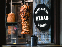 KRAKOW, POLAND - NOVEMBER 21:   
A street shop in Krakow's Old Town offering popular here kebabs, zapiekanka, and falafel, seen in Krakow's...