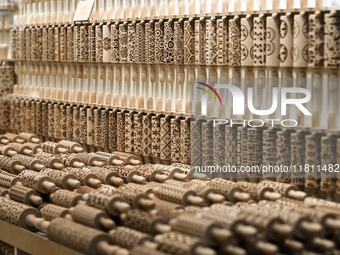 KRAKOW, POLAND - NOVEMBER 21:   
A shop selling traditional wooden rolling pins commonly used in cooking industry, on November 21, 2024 in K...