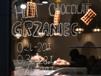 KRAKOW, POLAND - NOVEMBER 21:   
A restaurant window displays the prices for hot chocolate and hot wine, in Krakow's Old Town, on November 2...