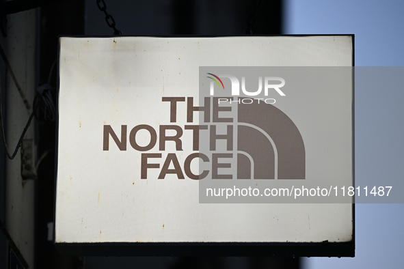 KRAKOW, POLAND - NOVEMBER 21:   
The North Face sign outside a shop, on November 21, 2024 in Krakow, Poland. 