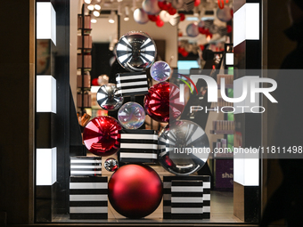 KRAKOW, POLAND - NOVEMBER 21:   
The Sephora window decorated for Christmas in Krakow's Old Town, on November 21, 2024 in Krakow, Poland. (