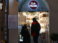 KRAKOW, POLAND - NOVEMBER 21:   
The Taste Poland souvenir shop in Krakow's Old Town, specializing in traditional Polish food and drinks, on...