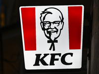 KRAKOW, POLAND - NOVEMBER 21:   
The KFC logo displayed on a restaurant storefront, on November 21, 2024 in Krakow, Poland. (