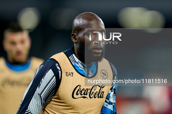 Romelu Lukaku of SSC Napoli looks on during the serie Serie A Enilive match between SSC Napoli and AS Roma at Stadio Diego Armando Maradona...