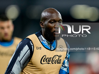 Romelu Lukaku of SSC Napoli looks on during the serie Serie A Enilive match between SSC Napoli and AS Roma at Stadio Diego Armando Maradona...