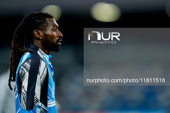 Andre-Frank Zambo Anguissa of SSC Napoli looks on during the serie Serie A Enilive match between SSC Napoli and AS Roma at Stadio Diego Arma...