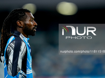 Andre-Frank Zambo Anguissa of SSC Napoli looks on during the serie Serie A Enilive match between SSC Napoli and AS Roma at Stadio Diego Arma...