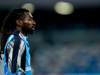 Andre-Frank Zambo Anguissa of SSC Napoli looks on during the serie Serie A Enilive match between SSC Napoli and AS Roma at Stadio Diego Arma...