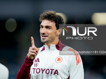 Mats Hummels of AS Roma gestures during the serie Serie A Enilive match between SSC Napoli and AS Roma at Stadio Diego Armando Maradona on N...