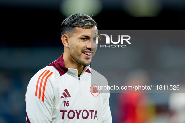 Leandro Paredes of AS Roma looks on during the serie Serie A Enilive match between SSC Napoli and AS Roma at Stadio Diego Armando Maradona o...