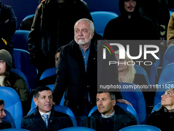 SSC Napoli president Aurelio De Laurentiis looks on during the serie Serie A Enilive match between SSC Napoli and AS Roma at Stadio Diego Ar...