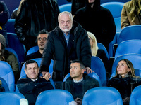 SSC Napoli president Aurelio De Laurentiis looks on during the serie Serie A Enilive match between SSC Napoli and AS Roma at Stadio Diego Ar...