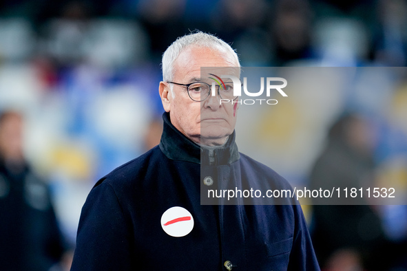 Claudio Ranieri head coach of AS Roma looks on during the serie Serie A Enilive match between SSC Napoli and AS Roma at Stadio Diego Armando...