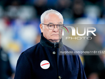 Claudio Ranieri head coach of AS Roma looks on during the serie Serie A Enilive match between SSC Napoli and AS Roma at Stadio Diego Armando...