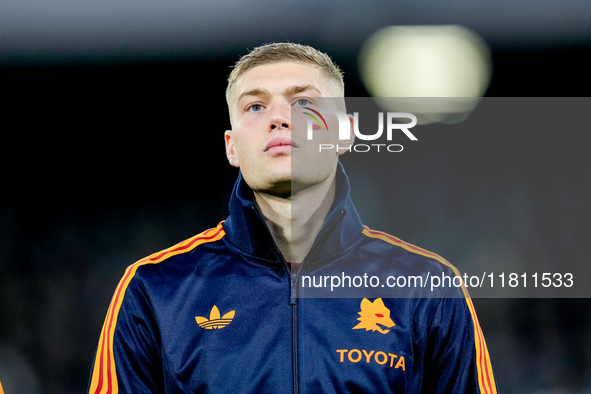 Artem Dovbyk of AS Roma looks on during the serie Serie A Enilive match between SSC Napoli and AS Roma at Stadio Diego Armando Maradona on N...