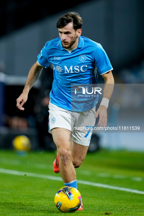 Khvicha Kvaratskhelia of SSC Napoli during the serie Serie A Enilive match between SSC Napoli and AS Roma at Stadio Diego Armando Maradona o...