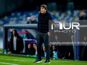 Antonio Conte Head Coach of SSC Napoli looks on during the serie Serie A Enilive match between SSC Napoli and AS Roma at Stadio Diego Armand...