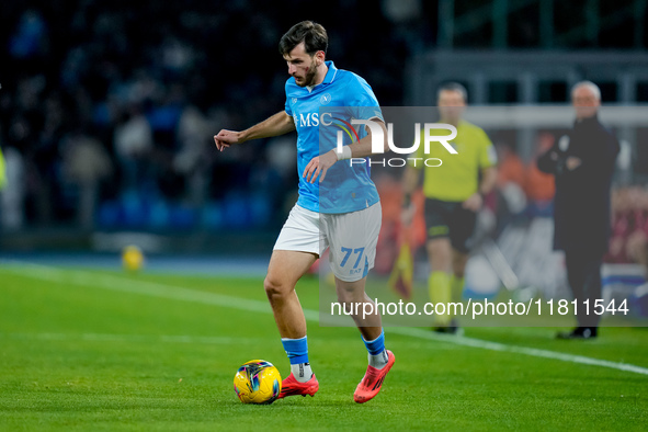 Khvicha Kvaratskhelia of SSC Napoli during the serie Serie A Enilive match between SSC Napoli and AS Roma at Stadio Diego Armando Maradona o...