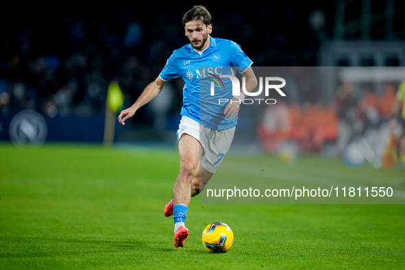 Khvicha Kvaratskhelia of SSC Napoli during the serie Serie A Enilive match between SSC Napoli and AS Roma at Stadio Diego Armando Maradona o...